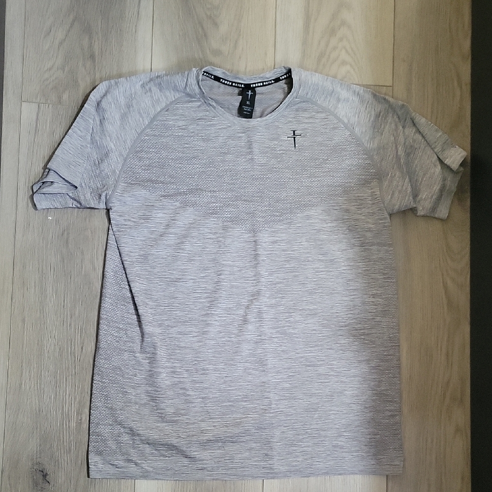 Three Nails Mens Workout Active Heather Gray Men's Tee XL